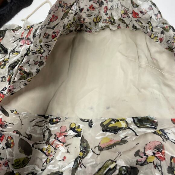 Jason Wu Dress Womens 4 Grey Painterly Cream Floral Printed Midi Tiered Silk - Picture 16 of 16